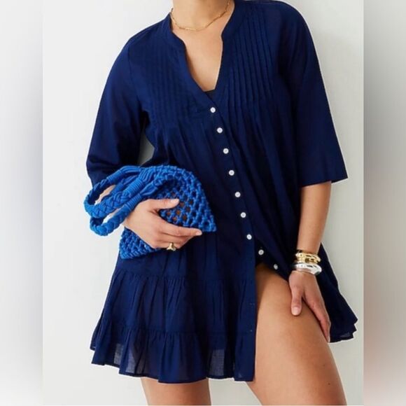 J. Crew Deep Blue Swim Cover-Up - Picture 1 of 7